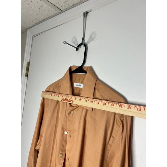 Calvin Klein Mens Regular Fit Check Button Up Shirt 16 34/35 Orange - Picture 4 of 6
